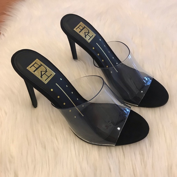 Kylie Clear Black Suede Heeled Mules - Picture 5 of 8